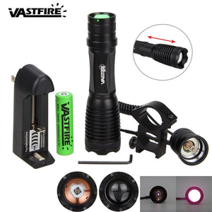 profesonal Night Vision Flashlight 5W LED Zoomable Infrared Tactical Hunting Torch+Gun Mount