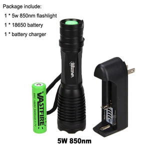 profesonal Night Vision Flashlight 5W LED Zoomable Infrared Tactical Hunting Torch+Gun Mount