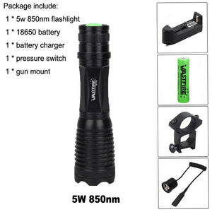 profesonal Night Vision Flashlight 5W LED Zoomable Infrared Tactical Hunting Torch+Gun Mount