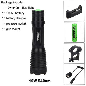 profesonal Night Vision Flashlight 5W LED Zoomable Infrared Tactical Hunting Torch+Gun Mount